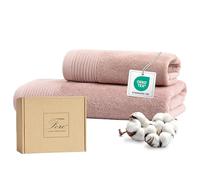 Ferò Set Asciugamani Bagno di Lusso 2 Pezzi, OEKO-TEX 100% Cotone Premium 550 g/m², Ultra Morbido e Assorbente, Design Italiano, Coppia Asciugamani Viso e Bidet, Asciugamano 50x100, 50x30 cm, Rosa