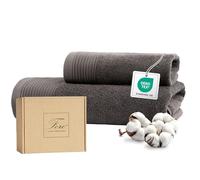 Ferò Set Asciugamani Bagno di Lusso 2 Pezzi, OEKO-TEX 100% Cotone Premium 550 g/m², Ultra Morbido e Assorbente, Design Italiano, Coppia Asciugamani Viso e Bidet, Asciugamano 50x100, 50x30 cm, Grigio