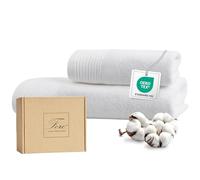 Ferò Set Asciugamani Bagno di Lusso 2 Pezzi, OEKO-TEX 100% Cotone Premium 550 g/m², Ultra Morbido e Assorbente, Design Italiano, Coppia Asciugamani Viso e Bidet, Asciugamano 50x100, 50x30 cm, Bianco