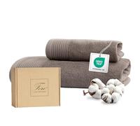 Ferò Set Asciugamani Bagno di Lusso 2 Pezzi, OEKO-TEX 100% Cotone Premium 550 g/m², Ultra Morbido e Assorbente, Design Italiano, Coppia Asciugamani Viso e Bidet, Asciugamano 50x100, 50x30 cm, Tortora