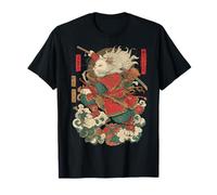 Feroce Samurai Cat Warrior Ukiyo-e Mitologia Giapponese Maglietta
