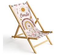 Ferocity Bambini Sedia a Sdraio Pieghevole in Legno Lettino da Giardino Poltrona Relax con Rivestimento Intercambiabile Motivo Boho [119]