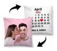 Ferocity Cuscino fotografico 45 x 45 cm + calendario e QR in microfibra con imbottitura sfere in silicone, stampa full print con foto personalizzata, federa con cerniera [091]