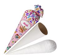 Ferocity School Cone Bag Gufo con Nome per Ragazze, Borsa Personalizzata, Borsa Zucchero in Tessuto da 70 cm con Cartone Rotondo Vuoto e Imbottitura, Borsa Grande come Cuscino [149]