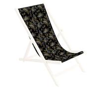 Ferocity Tela di Ricambio per Sedia a Sdraio 131x44 cm, per Giardino, terrazza e Piscina Intercambiabile in Tessuto 100% Poliestere per Sedia a Sdraio Pieghevole in Legno, Motivo Fogli [119]