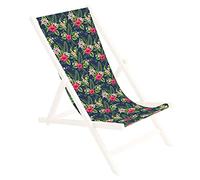 Ferocity Tela di ricambio per sedia a sdraio 131x44 cm, per giardino, terrazza e piscina intercambiabile in tessuto 100% poliestere per sedia a sdraio pieghevole in legno, motivo Palmo scuro [119]