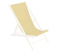 Ferocity Tela di Ricambio per Sedia a Sdraio 131x44 cm, per Giardino, terrazza e Piscina Intercambiabile in Tessuto 100% Poliestere per Sedia a Sdraio Pieghevole in Legno, Motivo Beige Écru [119]