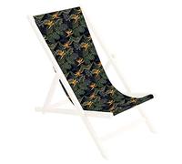 Ferocity Tela di Ricambio per Sedia a Sdraio 131x44 cm, per Giardino, terrazza e Piscina Intercambiabile in Tessuto 100% Poliestere per Sedia a Sdraio Pieghevole in Legno, Motivo Palma Dark [119]