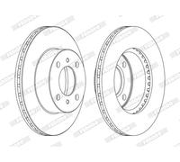 Dischi freno FERODO DDF1005C anteriore, ventilato, 2 Pezzo