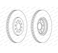 Dischi freno FERODO DDF1221C anteriore, ventilato, 2 Pezzo