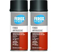 FEROX Primer Fondo Antiruggine Rosso Mattone, Fondo Protettivo con Inibitori della Corrosione, Adesione su Metallo, Ferro, Ottone, Rame e Alluminio, Idoneo Sulla Ruggine, 400ml (Confezione da 2)