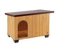 Ferplast BAITA 80 Casetta Cani Legno Pino Nordico FSC, Rivestimento Anti-UV Impermeabile, Tetto Spiovente Rimovibile, Porta Alluminio Antimorso, Fondo Sollevato, 95,5 x 65 x h 65,5 cm