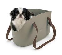 Ferplast Borsa per Cani fino a 5 Kg. Trasportino Gatti in Plastica Gommata, Impermeabile e Lavabile, Manici Regolabili, Cinghia di sicurezza, 35 x 14 x h 22 cm. Tortora