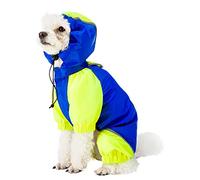 Ferplast Cappotto Impermeabile per Cani con Cappuccio e Catarifrangenti, Anti-Vento e Anti-Pioggia, Lunghezza Dorso 28 cm, Blu