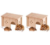 Ferplast Casetta Criceto, Accessorio Gabbia per Criceti, con Tetto Piano e Fori di Aerazione, in Kit di Montaggio, 14,5 x 9,5 x h 8,5 cm, SIN 4642 Casa Casetta Legno per Criceti (Confezione da 2)