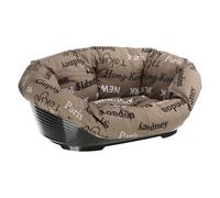 Ferplast Cesta-sofà Siesta Deluxe nera con rivestimento Cities - piedini: L 22 x P 10 x H 7 cm