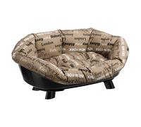 Ferplast Cesta-sofà Siesta Deluxe nera con rivestimento Cities - Set %: Tg 8 cesta + rivestimento + imbottitura