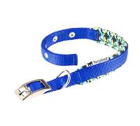 Ferplast Collare Cane Daytona Fantasy, Collare per Cani Taglia Media, Collare in Nylon, Imbottito, Regolabile 35-43 cm con Fibbia in Metallo, Blu/Fantasia