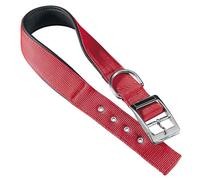 Ferplast Collare Cane Taglia Medio Grande Collare per Cani in Nylon Imbottito Regolabile Fibbia Metallica, Misura Collo 34-42 cm, Rosso