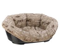 Ferplast Cuccia Cane con Cuscino SOFA' 12 in Cotone Lavabile, Lettino per CaniCuccia Cane Grande, Cesta in Plastica, Fondo Forato e Poggiamento, Antiscivolo, 114 x 83 x h 37 cm, Marrone