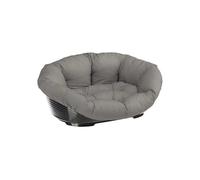 Ferplast Cuccia Cane e Gatto con Cuscino SOFA' 2 in Cotone Lavabile, Lettino per Cani GattiCesta in Plastica, Fondo Forato e Poggiamento, Antiscivolo, 52 x 39 x h 21 cm, Tortora