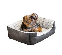 Ferplast Cuccia Cane e Gatto, Cuscino Peloso SWEETIE in Caldo Cotone, Morbido Tocco, Taglia Media, 74 x 61 x h 19 cm, Grigio e Bianco