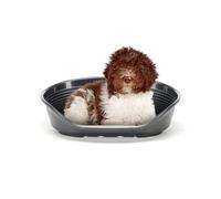 Ferplast Cuccia Cane in Plastica SIESTA DELUXE 8, Lettino per Cani, Cuccia per Cane da Interno , Cesta Cane con Antiscivolo, Fondo Forato e Poggiamento, 82 x 59,5 x h 25 cm, Nero