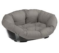 Ferplast Cuccia Cane Interno, Lettino Divano per Cani, Cesta in Plastica Antiscivolo con imbottitura Lavabile, 85 x 62 x h 28,5 cm, Tortora