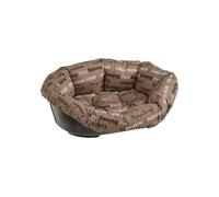 Ferplast Cuccia Gatto Interno, Lettino Divano per Cani, Cesta Gatto in Plastica Antiscivolo con imbottitura Lavabile, 64 x 48 x h 25 cm, Marrone