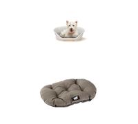 Ferplast Cuccia per Cani e Gatti in plastica Lavabile, Traspirante e Antiscivolo, con Cuscino Imbottito in Cotone, 61,5 x 45 x 21.5 cm Bianco