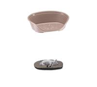 Ferplast Cuccia per Cani e Gatti in plastica Lavabile, Traspirante e Antiscivolo, con Cuscino Imbottito in Cotone, 61,5 x 45 x 21.5 cm Tortora