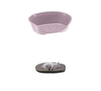 Ferplast Cuccia per Cani e Gatti in plastica Lavabile, Traspirante e Antiscivolo, con Cuscino Imbottito in Cotone, 49 x 36 x 17.5 cm Glicine