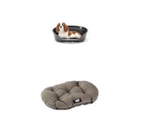 Ferplast Cuccia per Cani e Gatti in plastica Lavabile, Traspirante e Antiscivolo, con Cuscino Imbottito in Cotone, 70,5 x 52 x 23.5 cm Nero