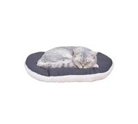 Ferplast Cuccia per Gatti Cuscino Gatto Materassino Tappetino Morbido letto in Cotone e Peluche 43 x 5 x 30 cm. Marrone scuro e Bianco