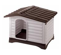 Ferplast DOGVILLA 90 Casetta per Cani, Lato Apribile, Fondo Sollevato Anti Umidità, Sistema Fuoriuscita Liquidi, Tetto Rimovibile, Porta Antimorso in Alluminio, Griglia Aerazione, 88 x 72 x h 65 cm