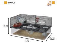 Ferplast Gabbia per Criceti FAVOLA, Piccoli Roditori, Robusta plastica e Metallo, Accessori inclusi, 60 x 36,5 x h 30 cm