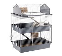 Ferplast Gabbia per Conigli Gabbia per Piccoli Animali BARN 100 DOUBLE, 3 Piani, Tetto Apribile, Accessori e Adesivi Inclusi
