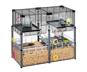 FERPLAST - Gabbia per criceti grande - Gabbia per topolini - Rete metallica - con accessori - Modulare - Multipla Hamster, 72,5 x 37,5 x h 62 CM