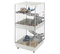 Ferplast Gabbia per furetti FURET TOWER, Struttura verticale su più piani, Ruote e accessori inclusi, Metallo verniciato Grigio e plastica, 75 x 80 x h 161 cm