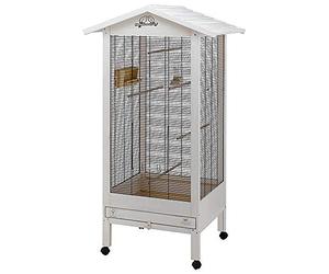 Ferplast Gabbia Voliera per Uccelli HEMMY Voliera da Esterno Interno per Uccelli, Canarini, Bengalini, Cocorite, Inseparabili, in Legno, Accessori inclusi Posatoi Ruote, 84,5 x 65,5 x h 165 cm.
