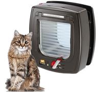 Ferplast Gattaiola, Porta per Gatti, Gattaiola Microchip, Entrata e uscita controllabile 4 vie, Protezione da Correnti d'Aria, Porticina per Gatti con Microchip, Taglia M, Marrone