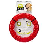 Ferplast Gioco Cane, Anello Dispenser Crocchette Cani, in Materiale Durevole da Masticare, Aroma Carne, per Igiene Dentale, SMILE Anello Fitness, Giochi per Cane Grande, Rosso