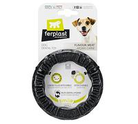Ferplast Gioco Cane, Anello Dispenser Crocchette Cani, in Materiale Durevole da Masticare, Aroma Carne, per Igiene Dentale, SMILE Anello Fitness, Giochi per Cane Piccolo, Nero