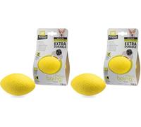 Ferplast Gioco Cane CHEWA BOING RUGBY, Pallina in Materiale Durevole, Atossico, Resistente ai Morsi, per Igiene Dentale, Rimbalza e Galleggia, Misura Media, Giallo (Confezione da 2)
