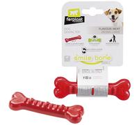 Ferplast Gioco Cane, Osso Dispenser Crocchette Cani, in Materiale Durevole da Masticare, Aroma Carne, per Igiene Dentale, SMILE Osso, Giochi per Cane Piccolo, Rosso