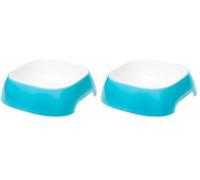 Ferplast Glam Ciotola per Gatti Ciotola per Cibo e Acqua per Gatti in plastica Antiscivolo, Facile da Pulire, 0,4 litri, blu (Confezione da 2)