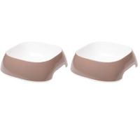 Ferplast Glam Ciotola per Gatti Ciotola per Cibo e Acqua per Gatti in plastica Antiscivolo, Facile da Pulire, 0,4 litri, Grigio (Confezione da 2)