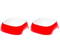 Ferplast Glam Ciotola per Gatti Ciotola per Cibo e Acqua per Gatti in plastica Antiscivolo, Facile da Pulire, 0,4 litri, Rosso (Confezione da 2)