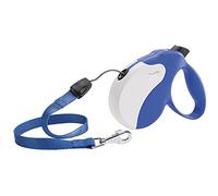 Ferplast Guinzaglio per Cani Allungabile AMIGO MEDIUM, Guinzaglio per Cani Taglia Media fino a 25 Kg. Cordino max 5 m. Unico Pulsante per Blocco e Rilascio, Blu, Cover Bianca