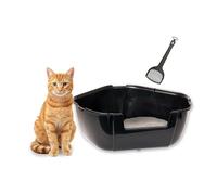 Ferplast Lettiera Gatto Angolare, Toilette per Gatti Grandi, in Plastica con Bordi Alti, Facile e Veloce da Pulire L 56,5 x W 50 x H 21,5 cm, paletta inclusa, Nero